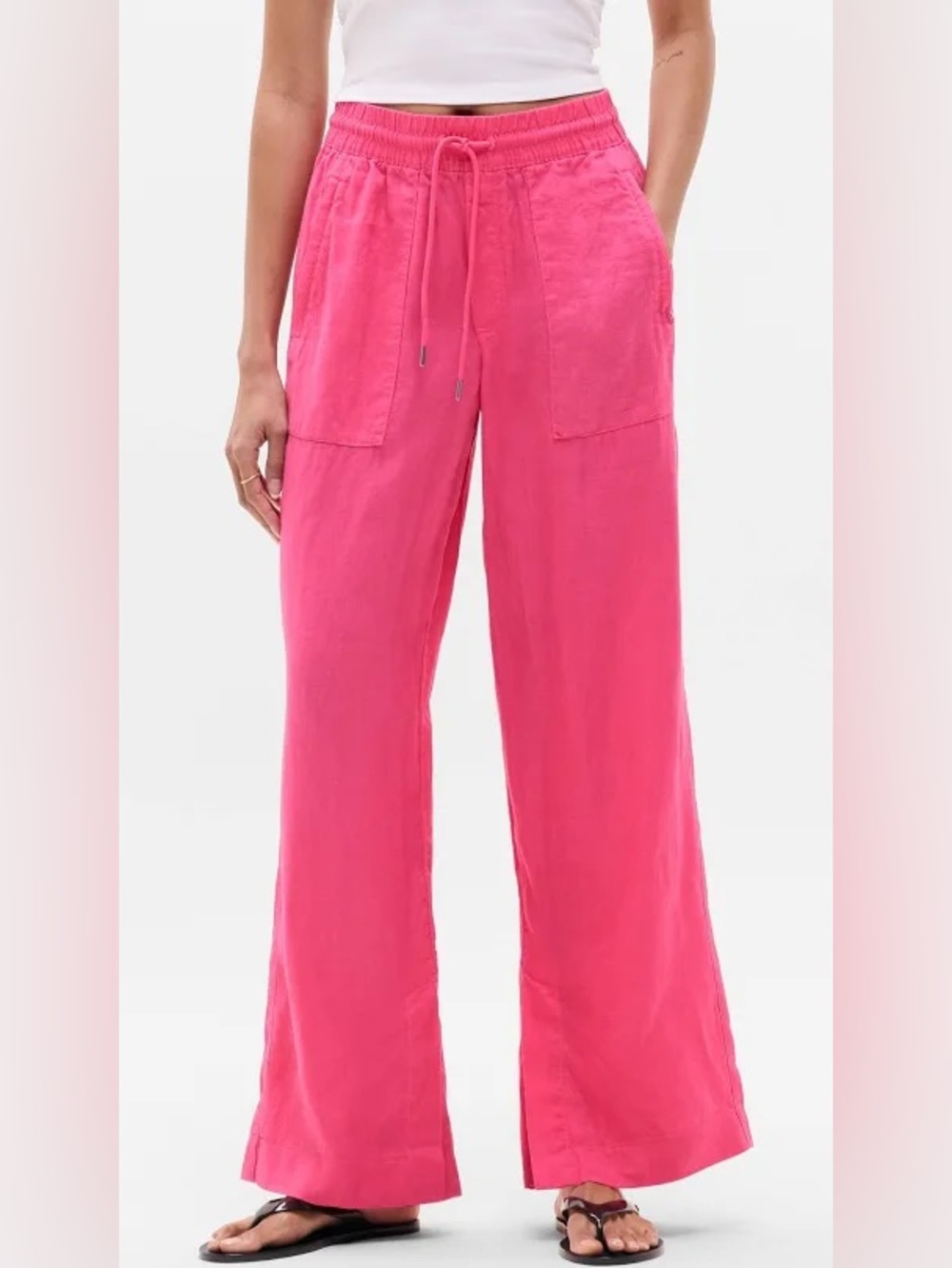 Athleta Retreat Wide Leg Linen Pant XS Pink